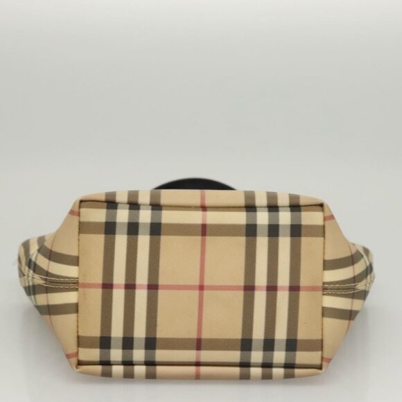 BURBERRY Nova Check Hand Bag PVC Beige Silver Auth - Picture 7 of 16